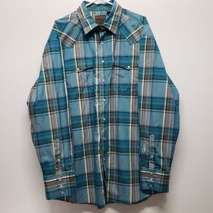 ROPER Western Pearl Snap Long Sleeve Shirt Mens XL Plaid Rodeo Festival Country